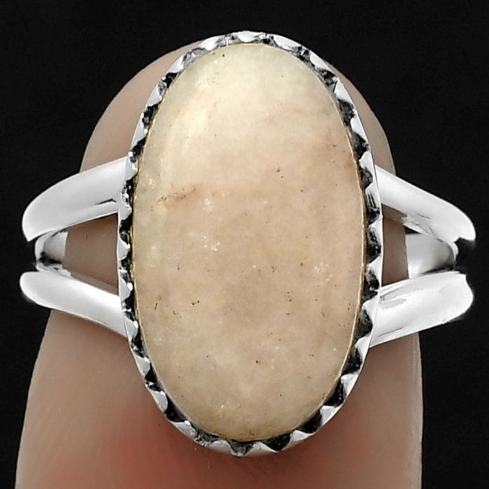 Natural Pink Scolecite Ring size-7 SDR172377 R-1210, 10x17 mm