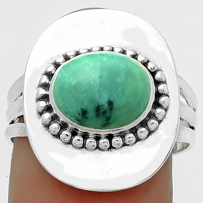 Natural Turquoise Magnesite Ring size-8 SDR172440 R-1458, 8x10 mm