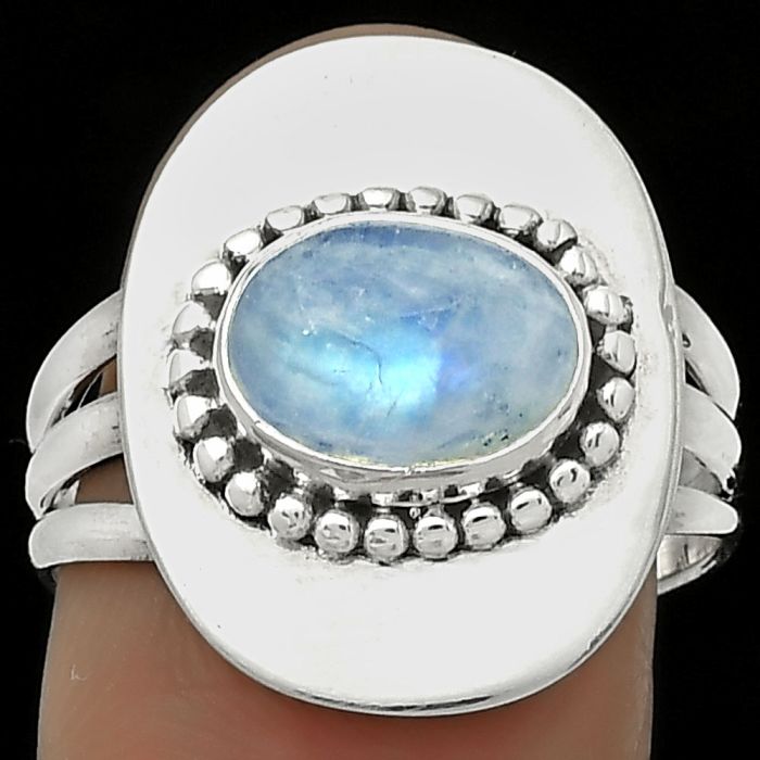Natural Rainbow Moonstone - India Ring size-8 SDR172468 R-1458, 7x9 mm