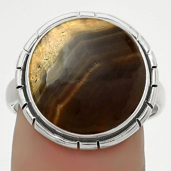 Natural Brown Aragonite Ring size-8 SDR172499 R-1011, 15x15 mm