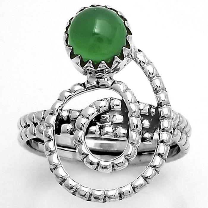 Spiral - Natural Green Onyx Ring size-8 SDR172594 R-1456, 7x7 mm