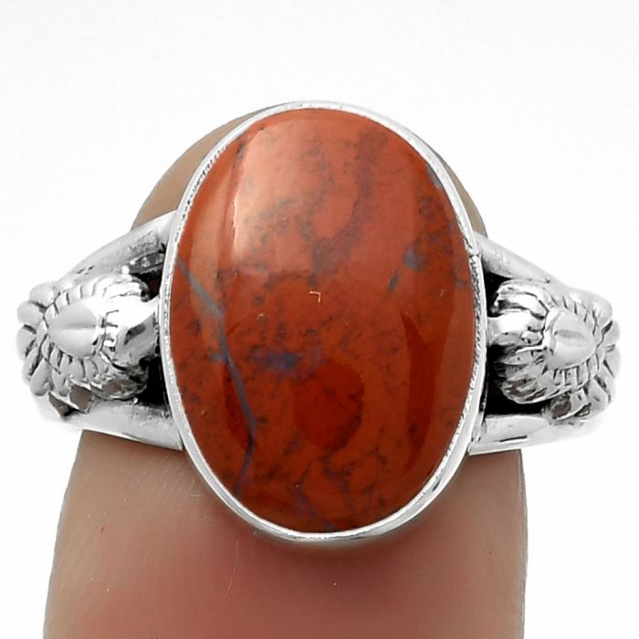 Natural Red Moss Agate Ring size-8 SDR172640 R-1261, 11x15 mm