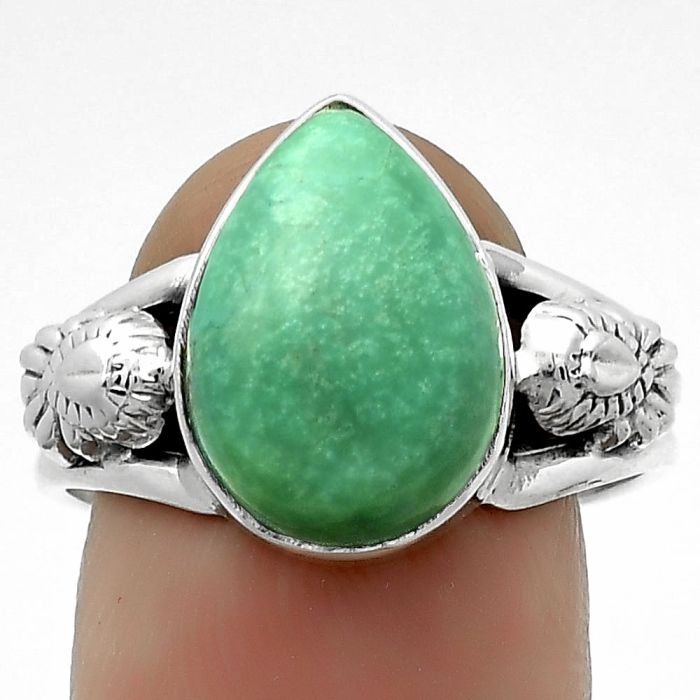 Natural Turquoise Magnesite Ring size-9 SDR172648 R-1261, 10x14 mm