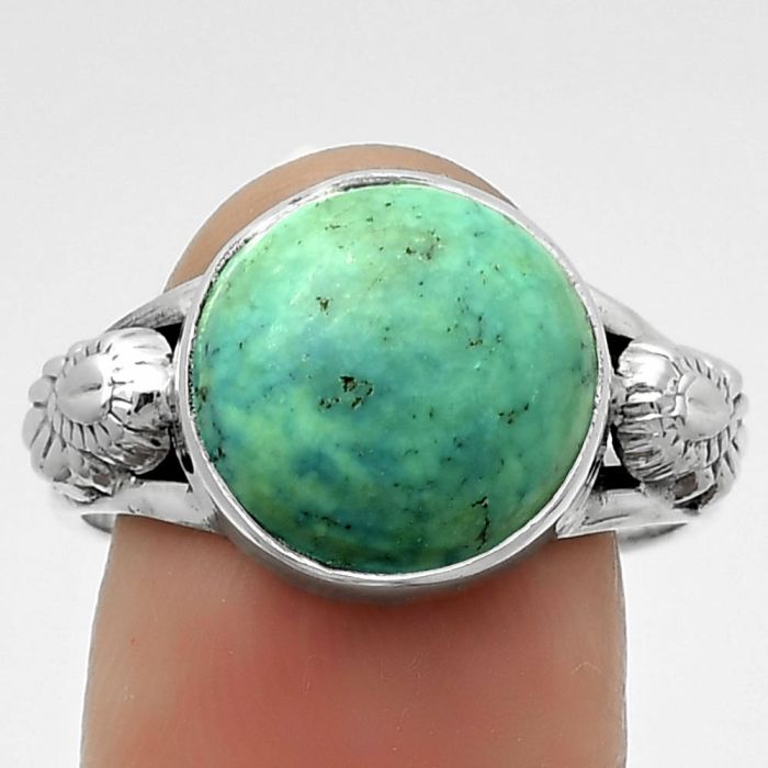 Natural Turquoise Magnesite Ring size-9 SDR172657 R-1261, 12x12 mm