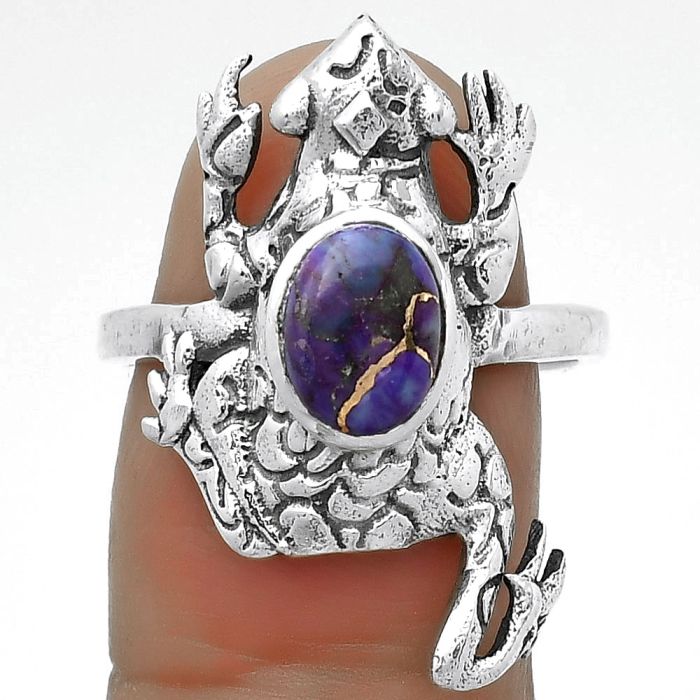 Frog - Copper Purple Turquoise Ring size-8.5 SDR172745 R-1113, 6x8 mm