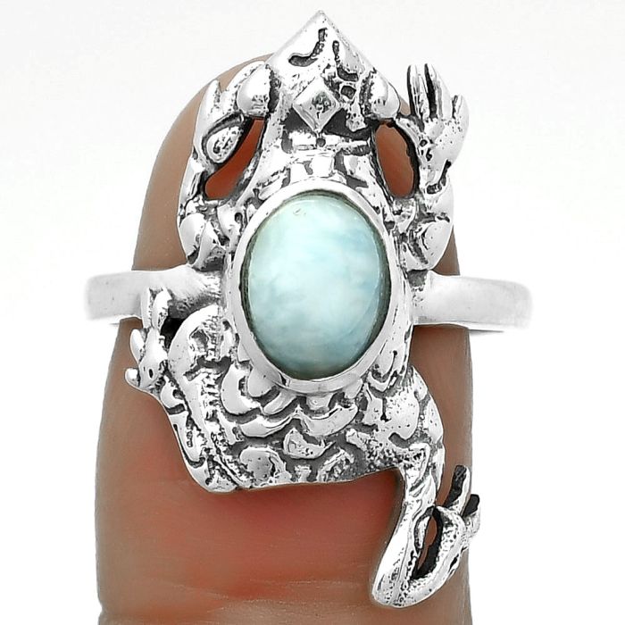 Frog - Larimar (Dominican Republic) Ring size-8.5 SDR172751 R-1113, 6x8 mm