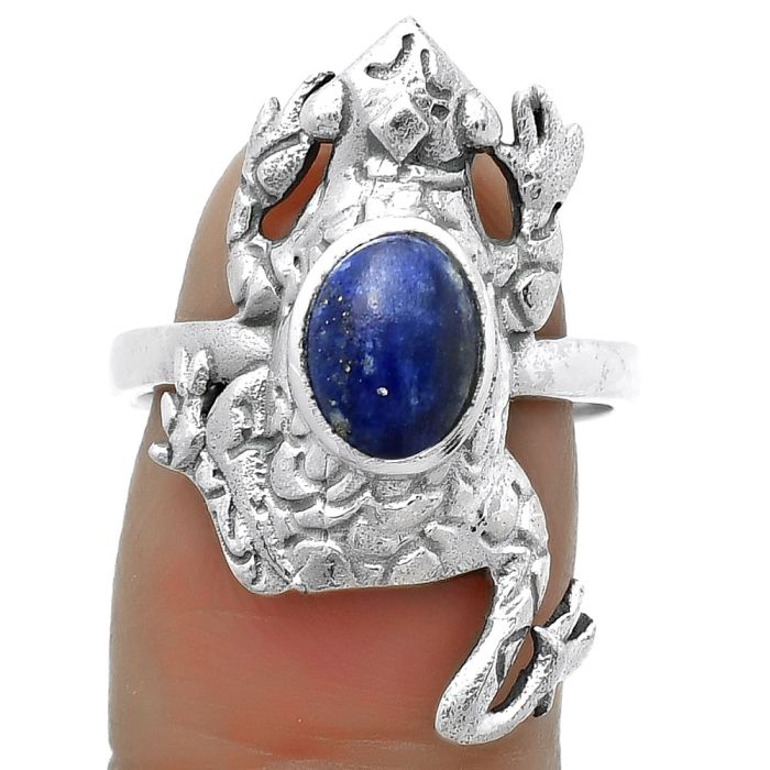 Frog - Natural Lapis - Afghanistan Ring size-8 SDR172764 R-1113, 6x8 mm