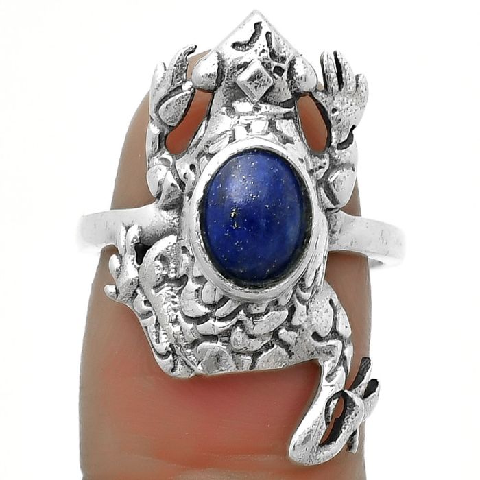Frog - Natural Lapis - Afghanistan Ring size-7 SDR172827 R-1113, 6x8 mm