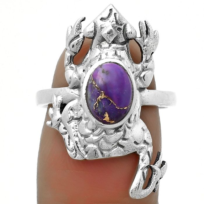 Frog - Copper Purple Turquoise Ring size-7.5 SDR172841 R-1113, 6x8 mm