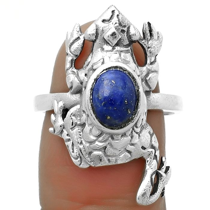 Frog - Natural Lapis - Afghanistan Ring size-8 SDR172849 R-1113, 6x8 mm