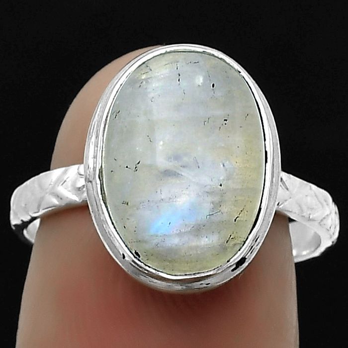 Natural Rainbow Moonstone - India Ring size-7 SDR173242 R-1191, 9x13 mm