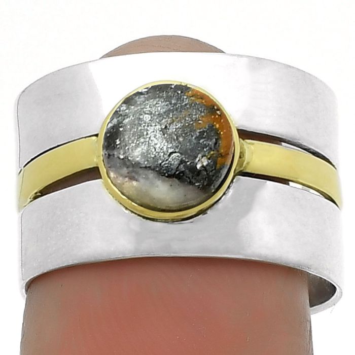 Two Tone Band - Indian Blanket Jasper Ring size-7 SDR173351 R-1634, 7x7 mm