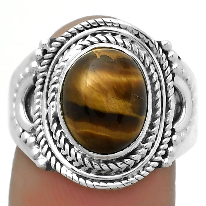 Natural Tiger Eye - Africa Ring size-9 SDR173384 R-1570, 9x11 mm