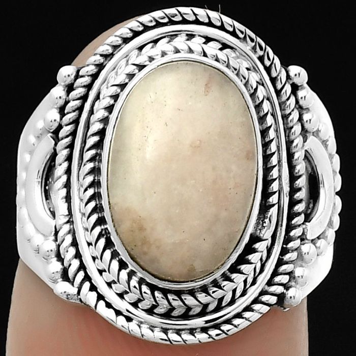 Natural Pink Scolecite Ring size-7 SDR173419 R-1570, 8x12 mm
