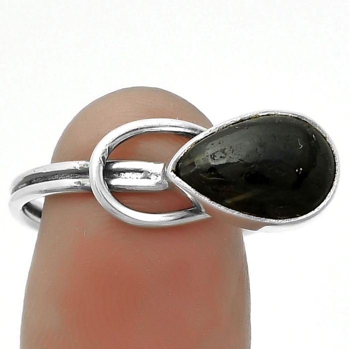 Adjustable - Natural Nuummite Ring size-9 SDR173511 R-1129, 8x12 mm