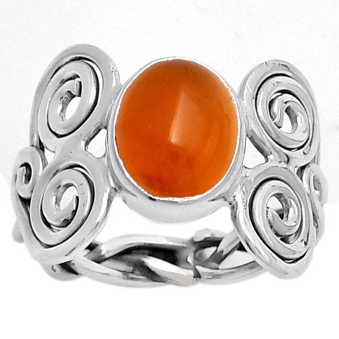 Spiral - Natural Carnelian Ring size-7.5 SDR173638 R-1658, 8x10 mm