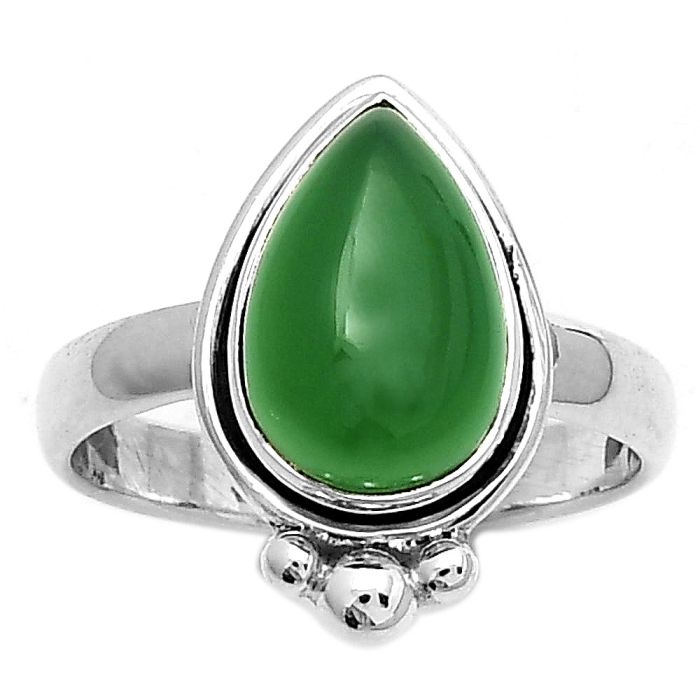 Natural Green Onyx Ring size-7 SDR173834 R-1495, 8x12 mm