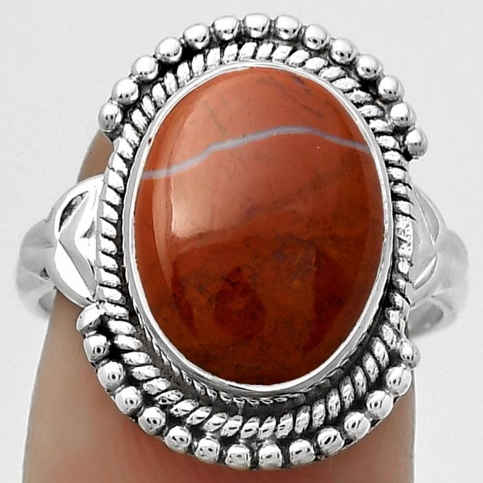 Natural Red Moss Agate Ring size-7.5 SDR173888 R-1292, 11x14 mm