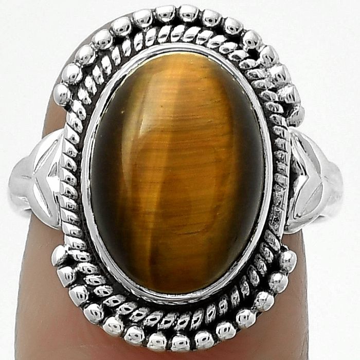 Natural Tiger Eye - Africa Ring size-7.5 SDR173897 R-1292, 10x14 mm