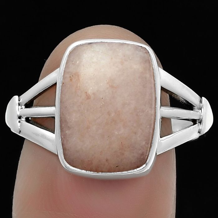 Natural Pink Scolecite Ring size-9.5 SDR174012 R-1535, 10x14 mm