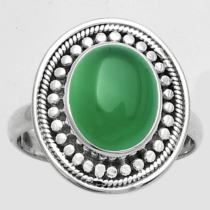 Natural Green Onyx Ring size-7 SDR174081 R-1469, 9x11 mm