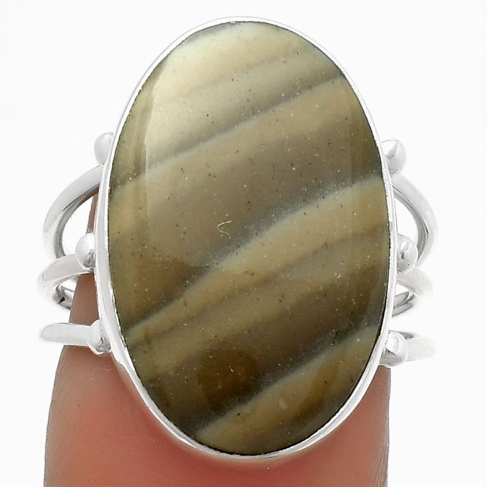Natural Flint Stone Ring size-7.5 SDR174292 R-1003, 14x21 mm