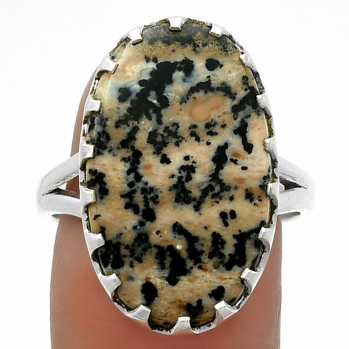 Natural Russian Honey Dendrite Opal Ring size-9 SDR174321 R-1210, 14x22 mm