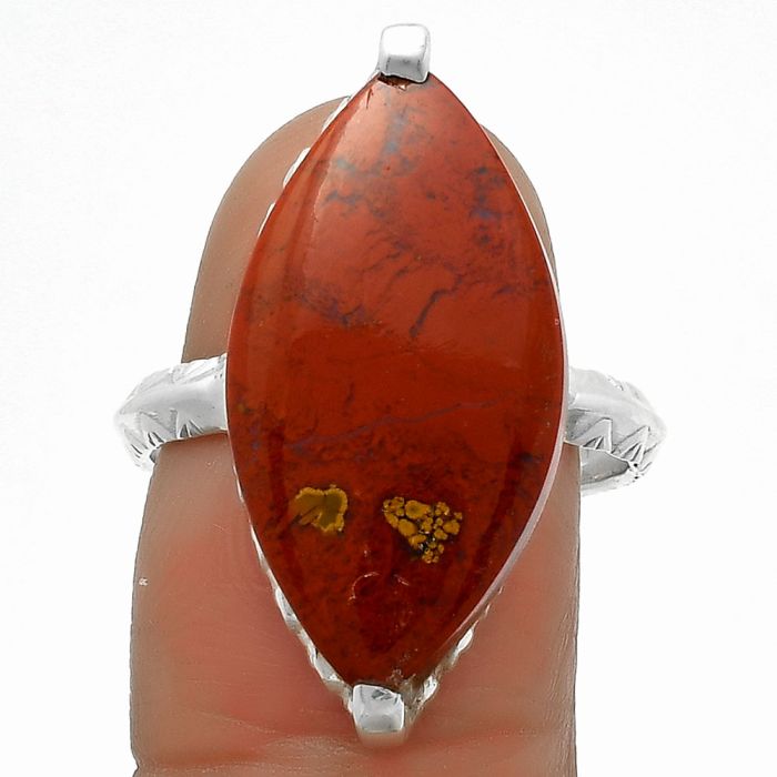 Natural Red Moss Agate Ring size-8.5 SDR174347 R-1089, 13x24 mm
