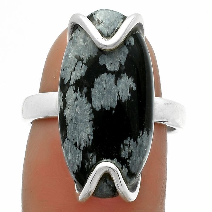 Natural Snow Flake Obsidian Ring size-7 SDR174368 R-1479, 11x22 mm
