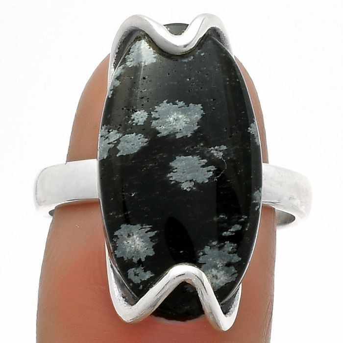 Natural Snow Flake Obsidian Ring size-8 SDR174375 R-1479, 12x21 mm