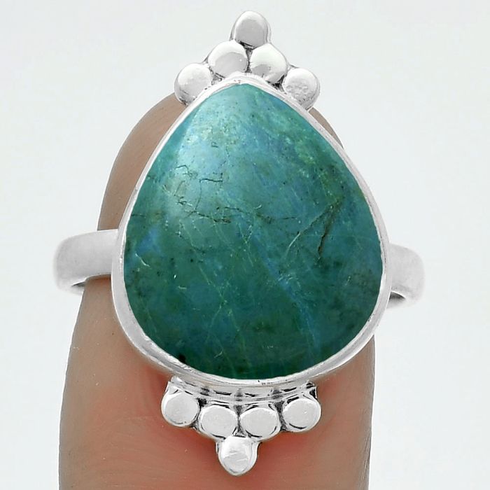 Natural Azurite Chrysocolla Ring size-8.5 SDR174453 R-1091, 14x17 mm