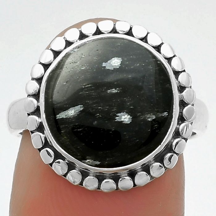 Natural Snow Flake Obsidian Ring size-7.5 SDR174541 R-1071, 12x12 mm