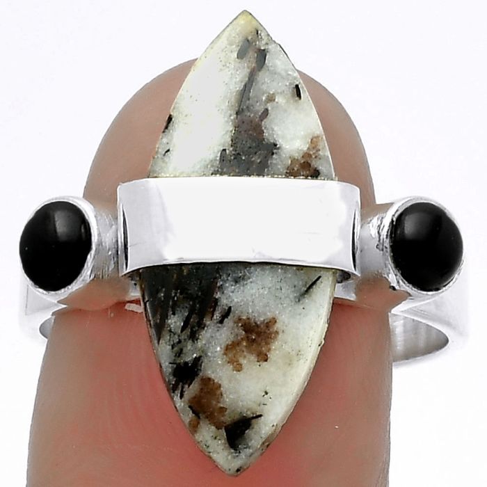 Astrophyllite - Russia & Black Onyx Ring size-9 SDR174778 R-1313, 10x22 mm