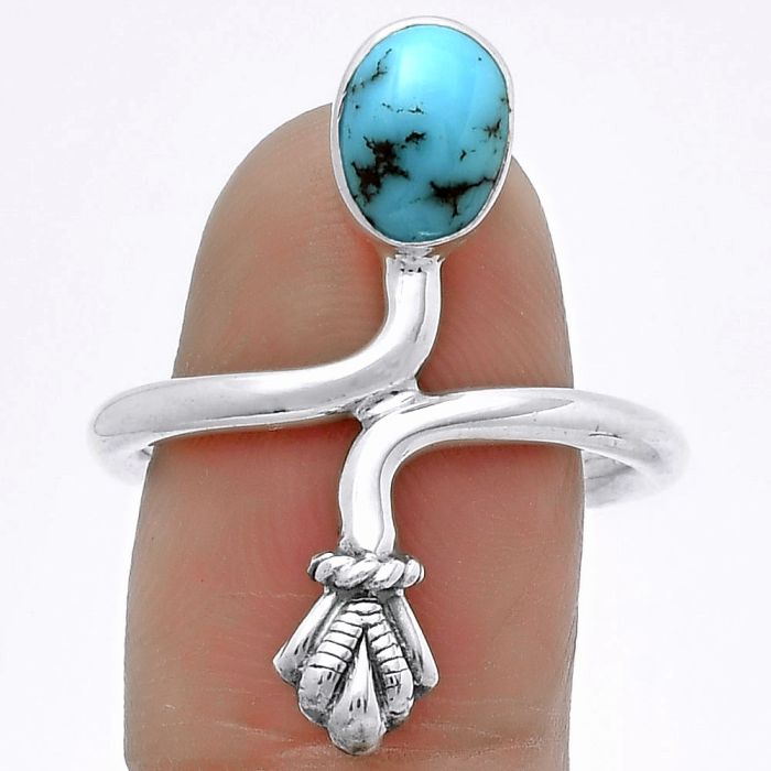 Natural Kingman Turquoise 925 Sterling Silver Ring s.8.5 Jewelry R-1482, 6x8 mm
