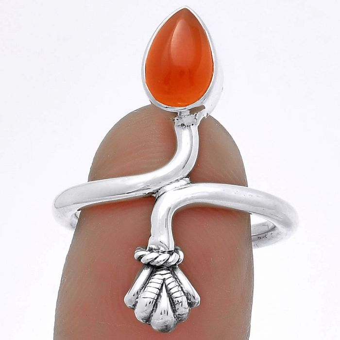 Natural Carnelian Ring size-7 SDR175098 R-1482, 6x9 mm