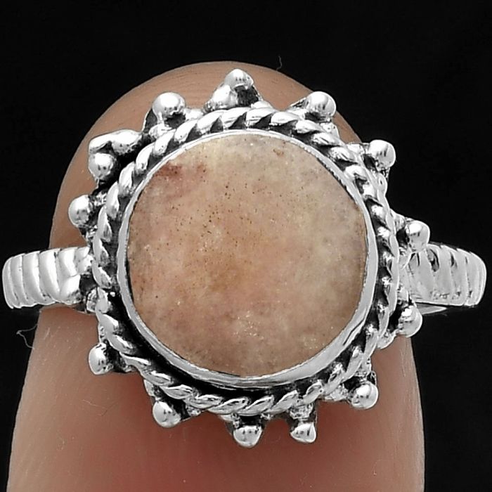 Natural Pink Scolecite Ring size-7 SDR175264 R-1332, 9x9 mm