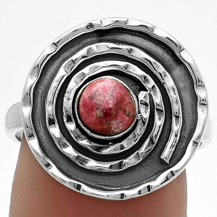Spiral - Natural Pink Thulite - Norway Ring size-8 SDR175287 R-1361, 5x5 mm