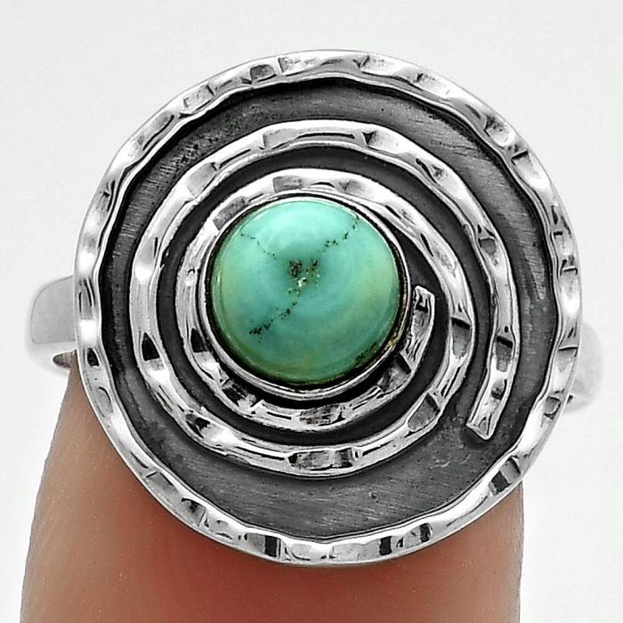 Spiral - Natural Turquoise Magnesite Ring size-8 SDR175294 R-1361, 6x6 mm