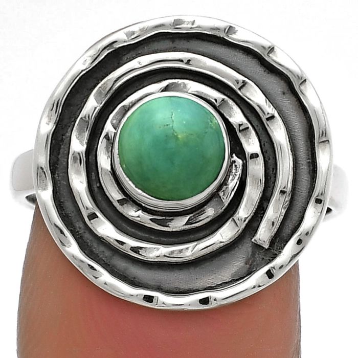 Spiral - Natural Turquoise Magnesite Ring size-8 SDR175311 R-1361, 6x6 mm