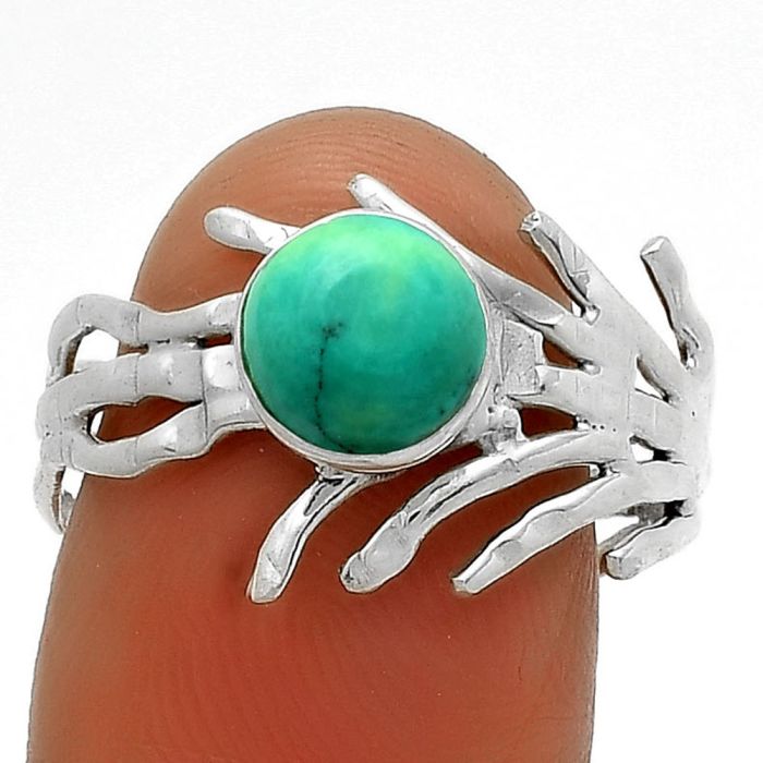 Natural Turquoise Magnesite Ring size-9 SDR175413 R-1401, 7x7 mm