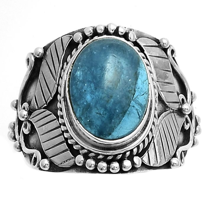 Southwest Style - Natural Blue Apatite Ring size-8 SDR175498 R-1507, 9x12 mm