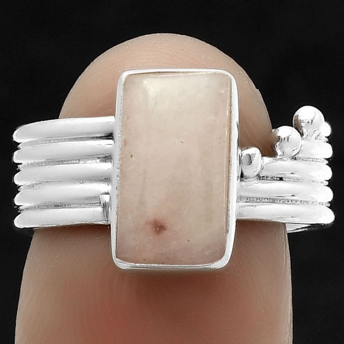 Natural Pink Scolecite Ring size-7 SDR175584 R-1492, 7x12 mm