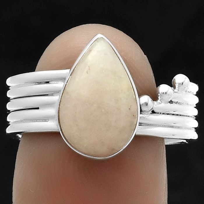 Natural Pink Scolecite Ring size-9 SDR175586 R-1492, 8x13 mm