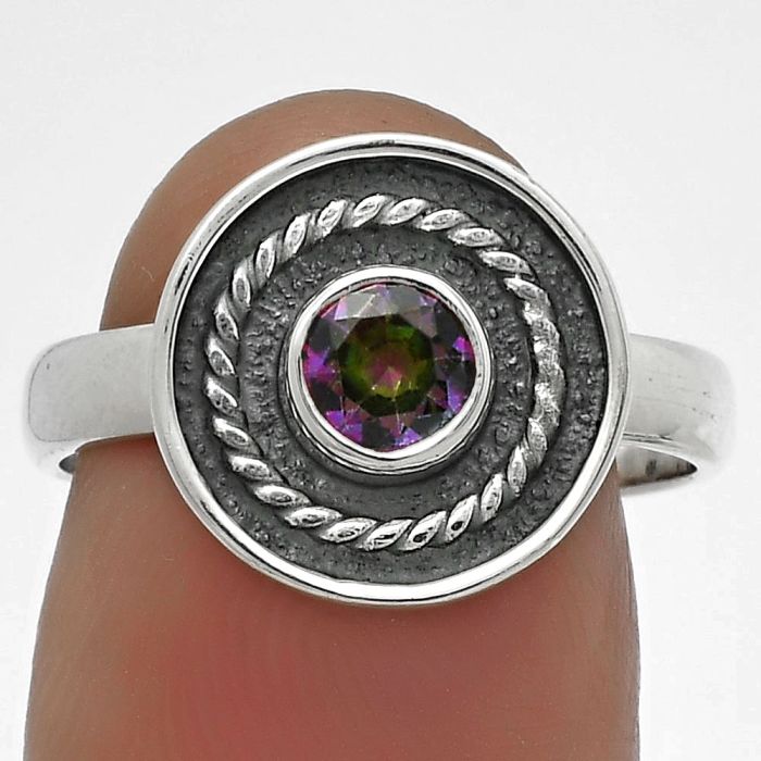 Natural Mystic Topaz Ring size-8 SDR175705 R-1439, 5x5 mm
