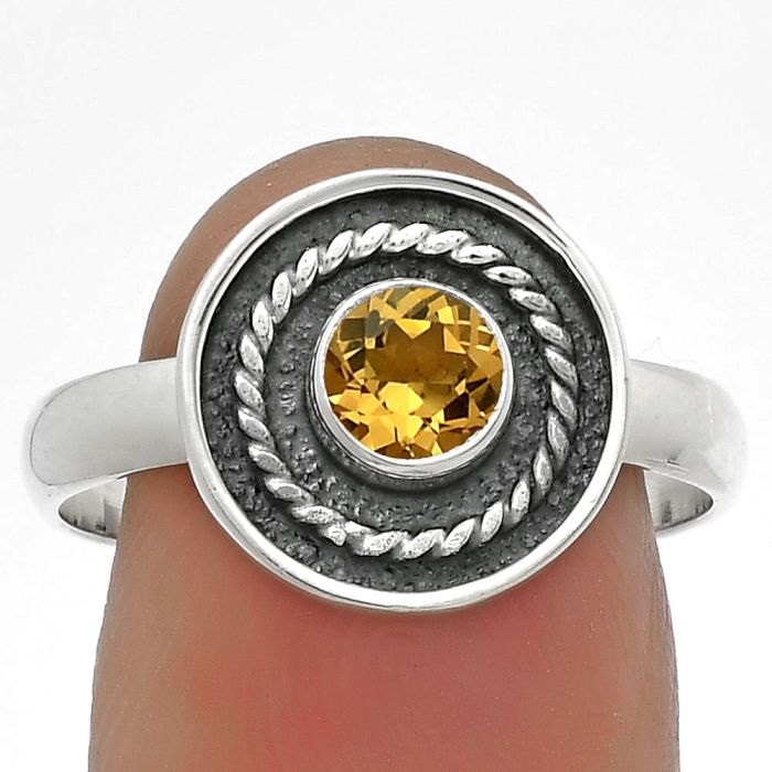 Natural Citrine Ring size-7.5 SDR175711 R-1439, 5x5 mm
