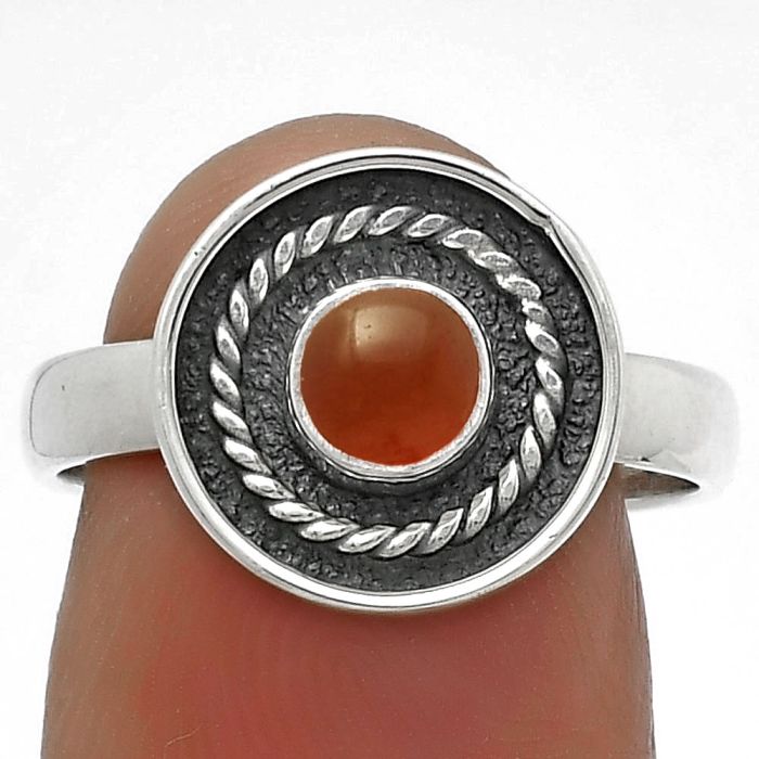Natural Carnelian Ring size-8 SDR175724 R-1439, 5x5 mm