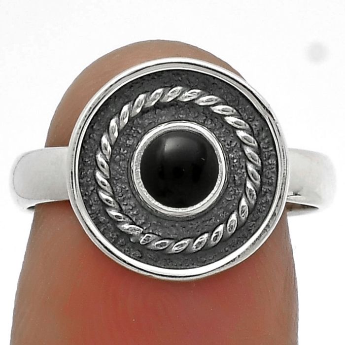 Natural Black Onyx - Brazil Ring size-7.5 SDR175730 R-1439, 5x5 mm