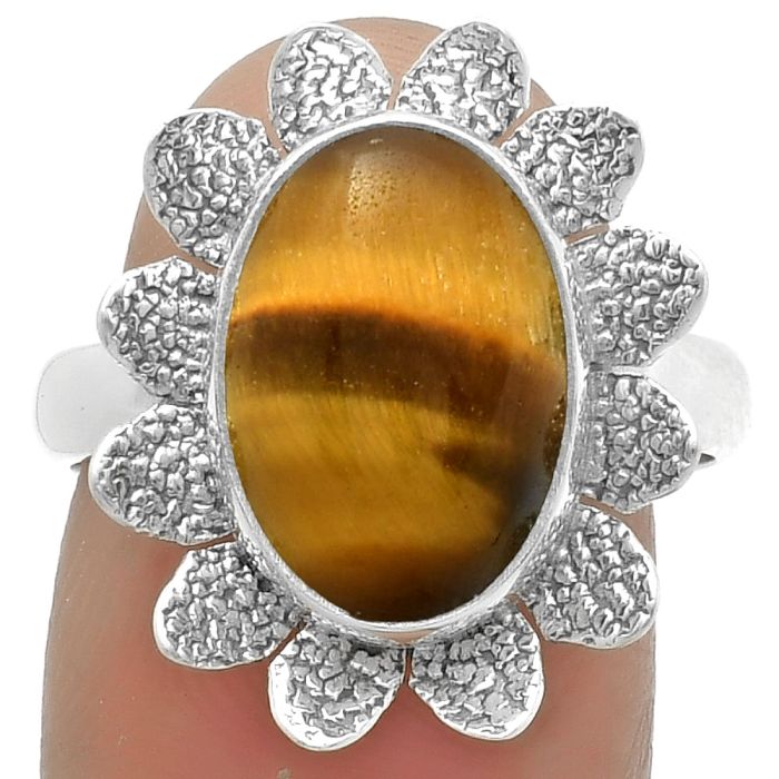 Natural Tiger Eye - Africa Ring size-8.5 SDR175735 R-1241, 10x14 mm