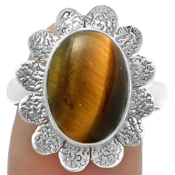Natural Tiger Eye - Africa Ring size-8.5 SDR175768 R-1241, 10x14 mm