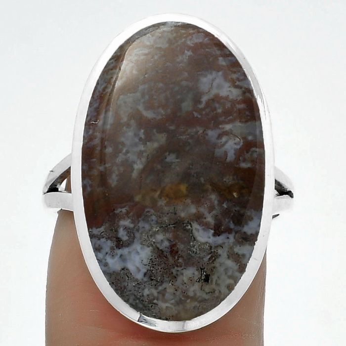 Natural Texas Moss Agate Ring size-7.5 SDR175879 R-1005, 14x23 mm